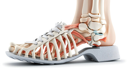 Anatomical study of foot structure health clinic educational diagram clinical environment side angle human anatomy insight