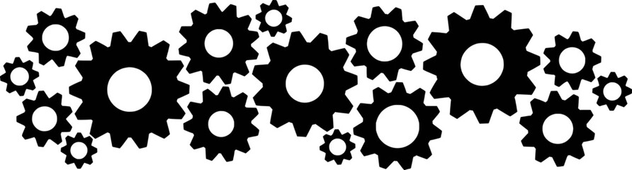 Black And White Gear System Illustration For Mechanical Engineering Technology Designs