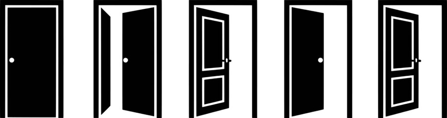 Door Vector Illustration Black And White Interior Concept Symbol Of Access
