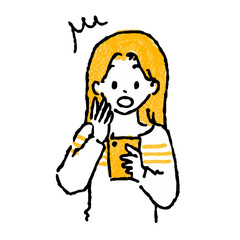 スマホに驚く女性