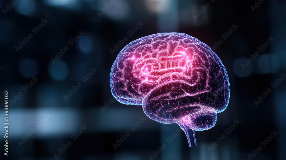 Aufkleber glowing brain visualization with intricate neural connections represents advanced cognitive