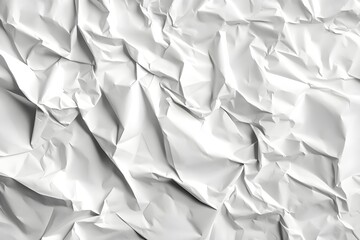 A sheet of crumpled paper viewed from above, featuring an abstract pattern of folds and wrinkles. Monochrome colors with soft lighting create a realistic effect and a minimalist aesthetic
