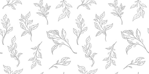 leaves pattern background. green leaves vector pattern background. Green tea leaf seamless pattern. seamless patterns with green leaves of tea.