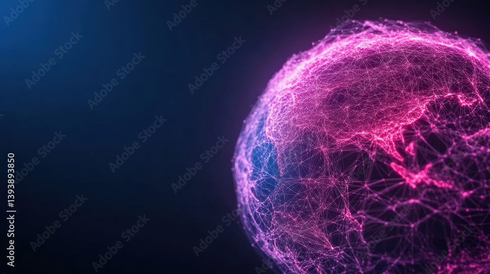 Poster vibrant digital globe representing interconnected networks and data flows, showcasing technology