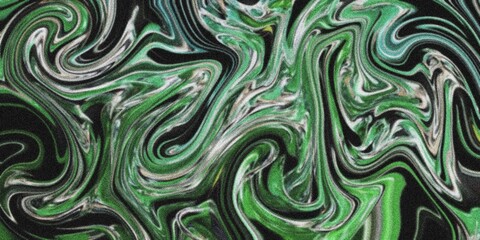 Abstract liquify texture with green and black swirling patterns, fluid motion design, vibrant energy, creative digital background for modern art, decoration, or graphic projects.