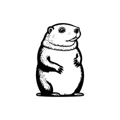 Whimsical woodchuck: a charming monochrome illustration of a prairie dog