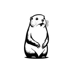 Captivating monochrome rendering of an endearing otter, a blend of nature's allure