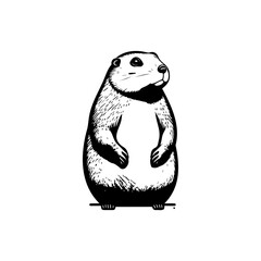 Stylized portrayal of a prairie dog in monochrome illustrative animal design