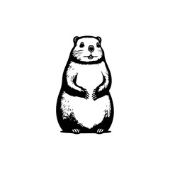 Stylized Groundhog Illustration:  A Simple Black and White Animal Depiction