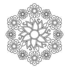 Intricate Hand Drawn Mandala Coloring Book Page