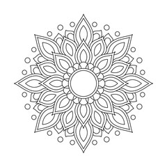 Elegant Flower Mandala in Black and White Coloring Book Page