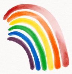 Striking multi layered rainbow arc in watercolor style, showcasing depth, vibrancy, and artistic...