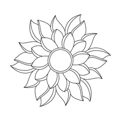 Line Work Ornamental Mandala in Black and White Coloring Book Page