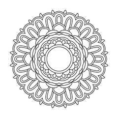 Tribal Inspired Black and White Mandala Coloring Book Page