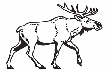 Obraz premium moose silhouette vector illustration white background