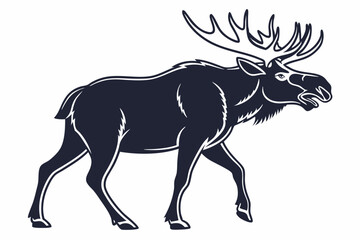 Obraz premium moose silhouette vector illustration white background