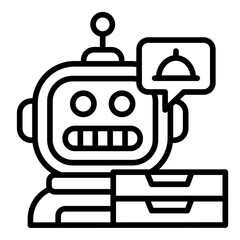 tray holder outline icon with food service robot bot