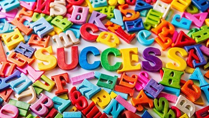 Fototapeta premium Colorful Collage Letters Spelling Success - Candid Photography Stock Photo