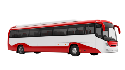 Modern Red and White Tourist Coach Bus Transportation a transparent background