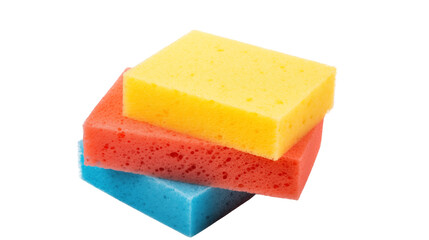 Bright Colorful Cleaning Sponges Stacked High a transparent background