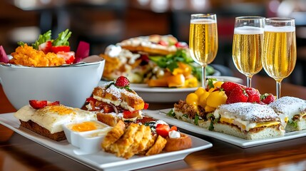 Fototapeta premium Delicious Brunch Spread with Champagne - Foodie photography