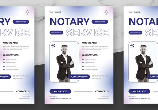 Blue And Pink Notary Service Flyer