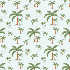 Naklejka premium seamless pattern with palm trees Cute Palm Tree Seamless Pattern Illustration Background Wallpaper For Fabric Textile