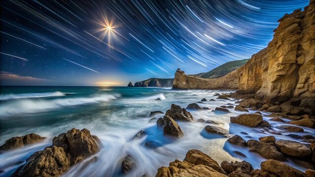 Dramatic Night Seascape: Rocks at Montecristi Coastline