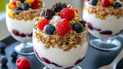 Delicious Yogurt Parfait with Berries & Granola - Healthy eating