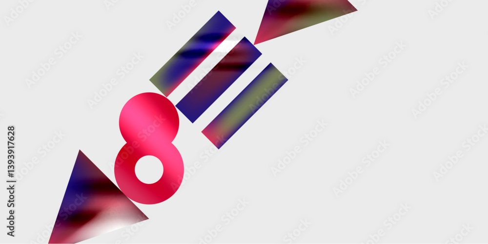 Leinwandbilder abstract design features geometric shapes, vibrant colors. red sphere intersects angled purple lines