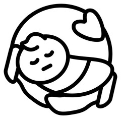 Cradling a Baby Line Icon