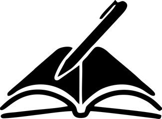 Open Book with Pen Icon Representing Writing