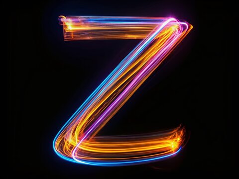 Long Exposure Photography: Glowing Alphabet Z, Isolated Background