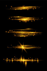 Bright beautiful light effects Set of sparkling stars