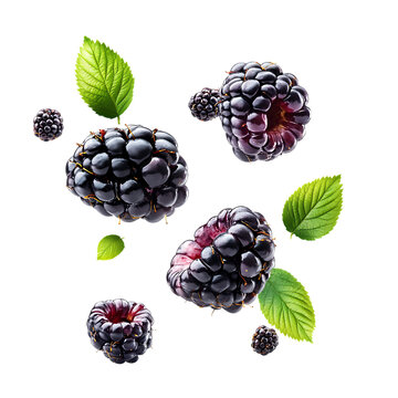 Broadleaf Bramble Fruit with half slices falling or floating