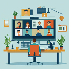 A remote team video conferencing