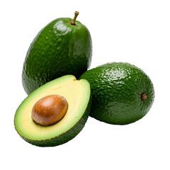 Fresh Ripe Avocado Cut in Half with Seed on White Background