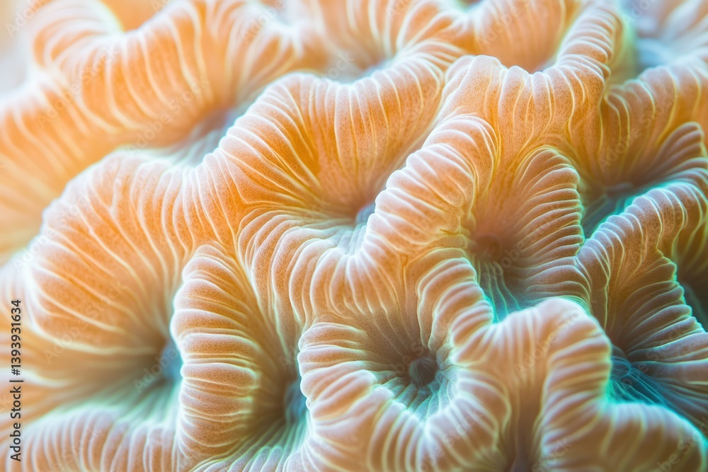 Aufkleber intricate coral polyps display mesmerizing textures and patterns in a vibrant underwater scene.