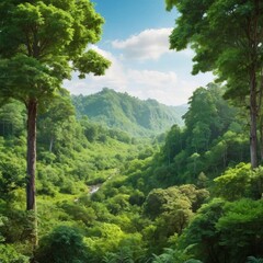 Obraz premium Lush green forest landscape with vibrant colors and realistic high-detail rendering — nature in vivid clarity