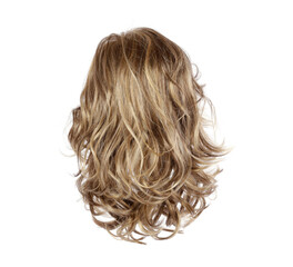 Naklejka premium Beautiful female hairstyle with brown long straight hair wig .Long straight Wig hair style fly fall explosion. Brown woman wig hair float in mid air. Straight brown wig hair on transparent background 