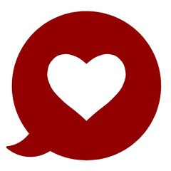 Red bubble speech, speech bubble icon, bubble text icon with heart symbol or icon on white background 