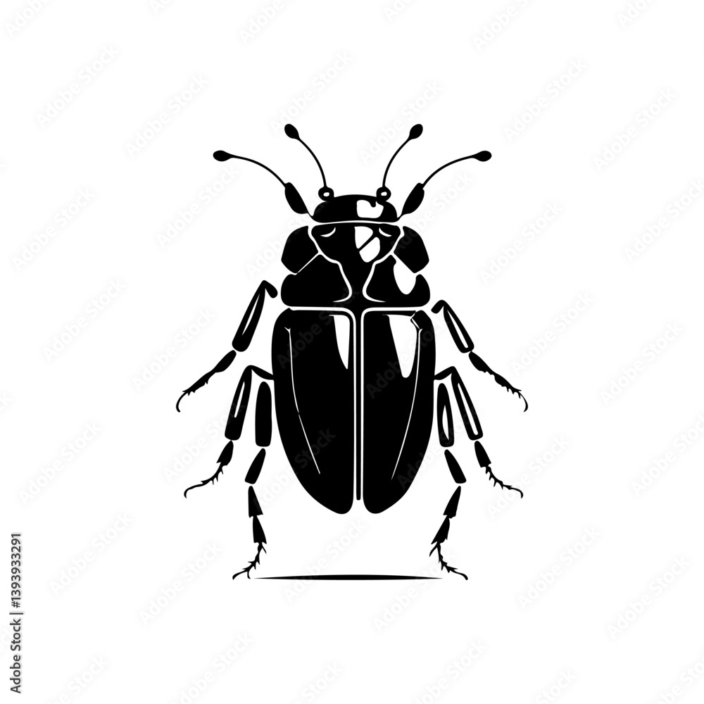 Poster striking beetle vector illustration against stark white background creating visual impact