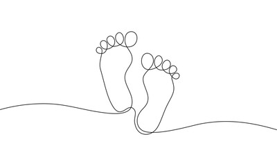 Continuous line drawing of Footprint isolate on white background.