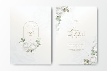 beautiful wedding invitation card with white roses flower design