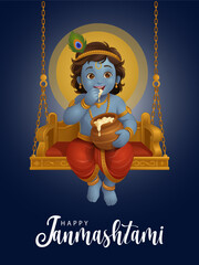 Janmashtami Festival Vector, Indian Religious Celebration of Lord Krishna's Birth