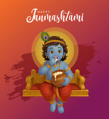 Janmashtami Festival Vector, Indian Religious Celebration of Lord Krishna's Birth