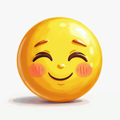 Fototapeta premium Happy Yellow Emoji with Rosy Cheeks and Closed Eyes