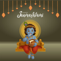 Janmashtami Festival Vector, Indian Religious Celebration of Lord Krishna's Birth