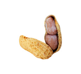 peanuts with an open shell isolated on a white background