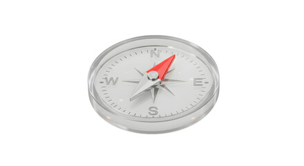 Compass pointing north direction navigation tool on Transparent Background concept